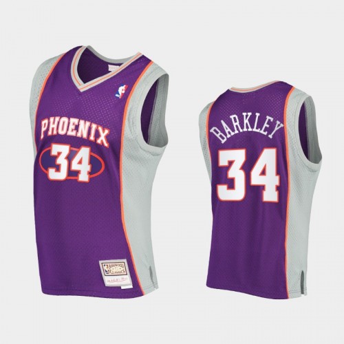 Men Phoenix Suns #34 Charles Barkley Purple Hardwood Classics Authentic Jersey