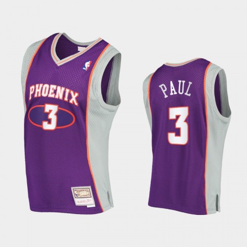 Men Phoenix Suns #3 Chris Paul Purple Hardwood Classics Authentic Jersey
