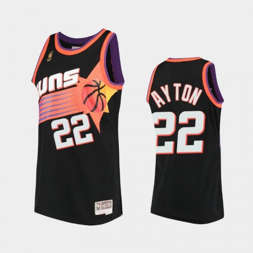 Men Phoenix Suns #22 Deandre Ayton Black Hardwood Classics Throwback 90s Jersey