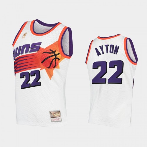 Men Phoenix Suns #22 Deandre Ayton White Hardwood Classics Authentic Jersey