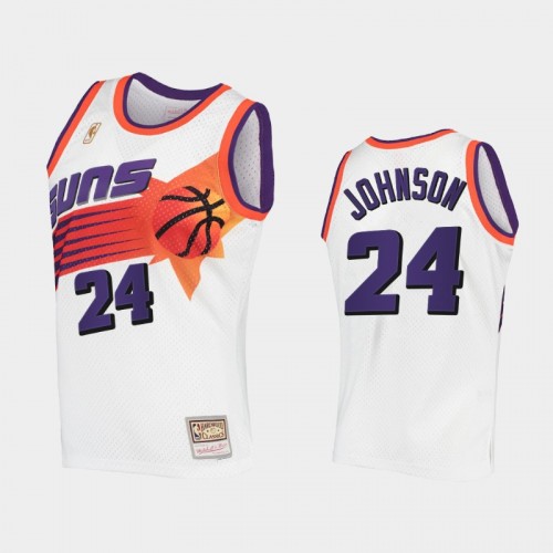 Men Phoenix Suns #24 Dennis Johnson White Hardwood Classics Authentic Jersey
