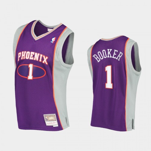 Men Phoenix Suns #1 Devin Booker Purple Hardwood Classics Authentic Jersey