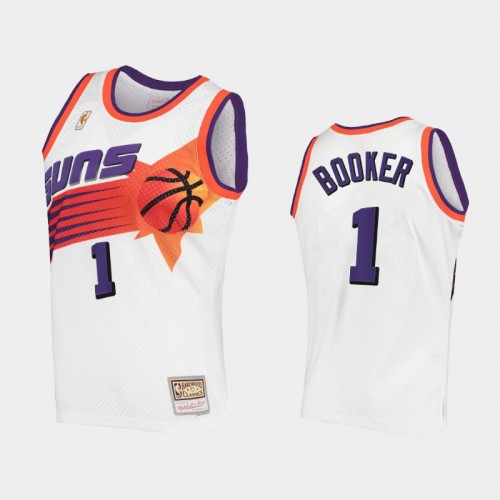 Men Phoenix Suns #1 Devin Booker White Hardwood Classics Authentic Jersey