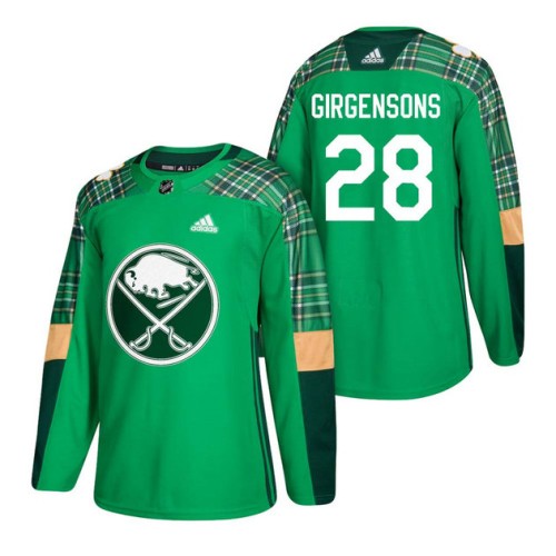 #28 Zemgus Girgensons 2018 St. Patrick's Day Green Jersey