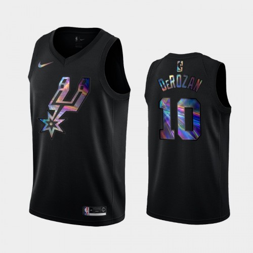 San Antonio Spurs #10 DeMar DeRozan Black Iridescent Logo Holographic HWC Limited Jersey