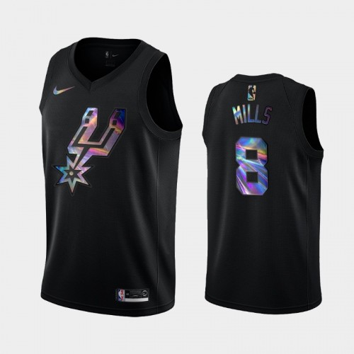 San Antonio Spurs #8 Patty Mills Black Iridescent Logo Holographic HWC Limited Jersey