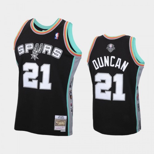 San Antonio Spurs #21 Tim Duncan Black Hall of Fame Class of 2020 Hardwood Classics Throwback Jersey