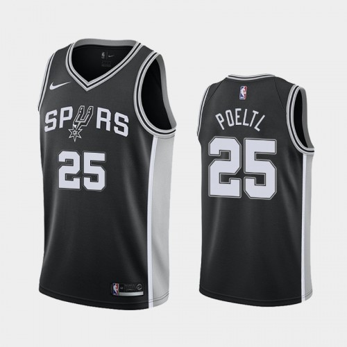 Men San Antonio Spurs #25 Jakob Poeltl Black 2018-19 Icon Jersey