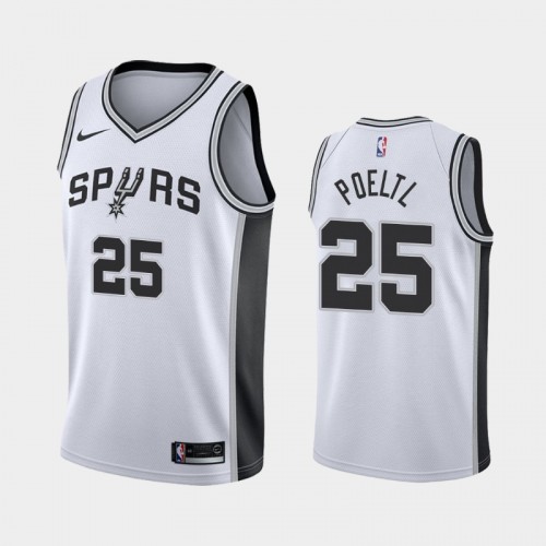 Men San Antonio Spurs #25 Jakob Poeltl White 2019 season Association Jersey