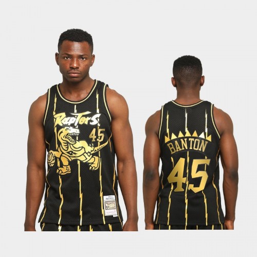 Men Toronto Raptors #45 Dalano Banton Black Hardwood Classics Golden Authentic Jersey