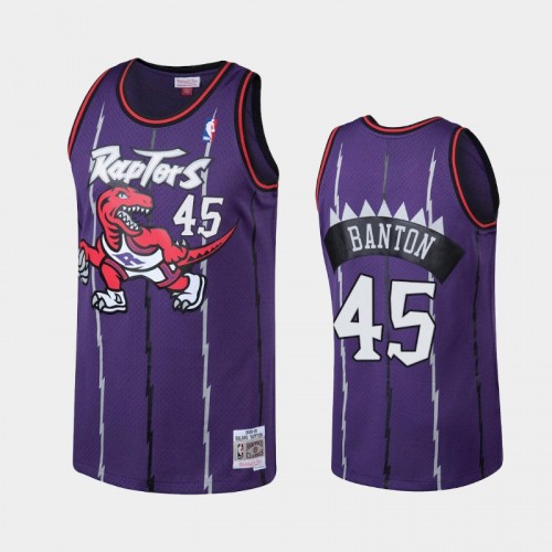 Men Toronto Raptors #45 Dalano Banton Purple Hardwood Classics Vintage Jersey