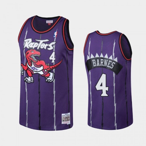 Men Toronto Raptors #4 Scottie Barnes Purple Hardwood Classics Throwback Jersey