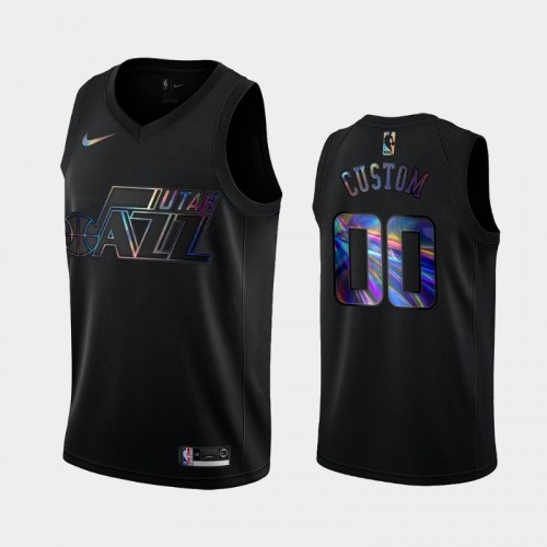 Utah Jazz #00 Jordan Clarkson Black Iridescent Holographic Limited Edition Jersey