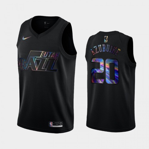 Utah Jazz #20 Udoka Azubuike Black Iridescent Holographic Limited Edition Jersey