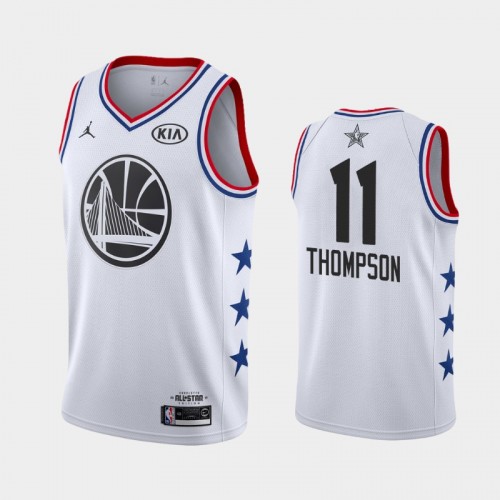 Men Golden State Warriors 2019 All-Star Game #11 Klay Thompson White Finished Jersey