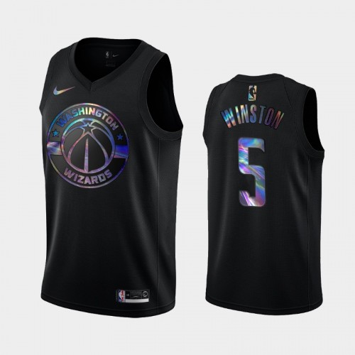 Washington Wizards #5 Cassius Winston Black Iridescent Holographic Limited Edition Jersey