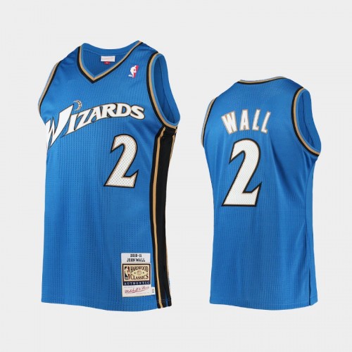 Men Washington Wizards #2 John Wall Blue 2010-11 Hardwood Classics Authentic Jersey