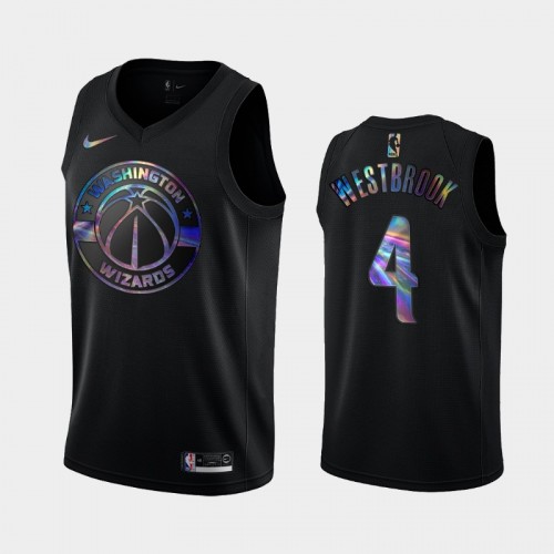 Washington Wizards #4 Russell Westbrook Black Iridescent Holographic Limited Edition Jersey