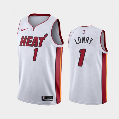 Miami Heat Kyle Lowry Men #1 Association Edition 2021 Trade White Jersey