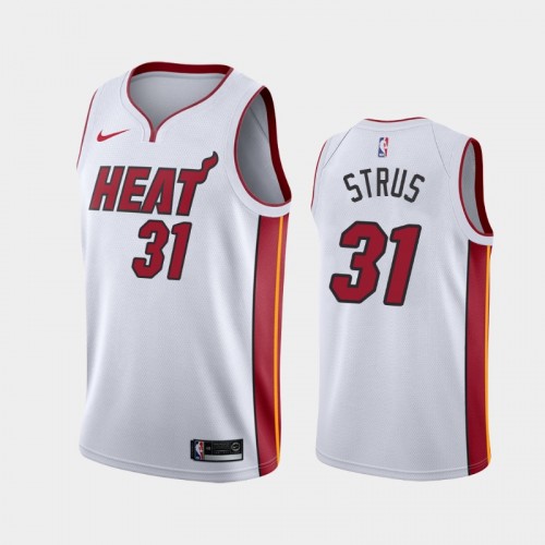 Men Miami Heat #31 Max Strus 2020-21 Association 2020 Trade White Jersey