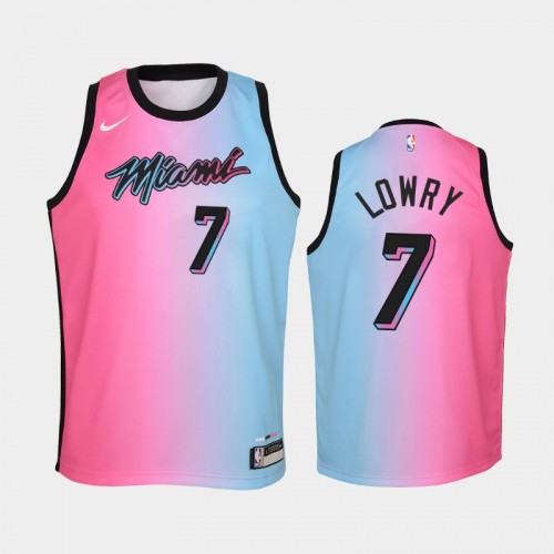 Miami Heat Kyle Lowry Youth #7 City Edition Blue Pink 6x All-Star Jersey