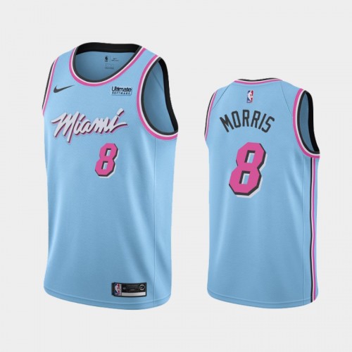 Miami Heat Markieff Morris Men #8 City Edition 2021 Trade Blue Pink Jersey