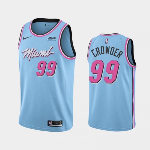 Men's Miami Heat #99 Jae Crowder 2019-20 City Blue Jersey