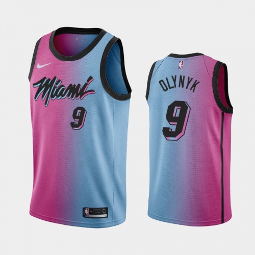 Men's Miami Heat #9 Kelly Olynyk 2020-21 City Gradient Pink Blue Jersey