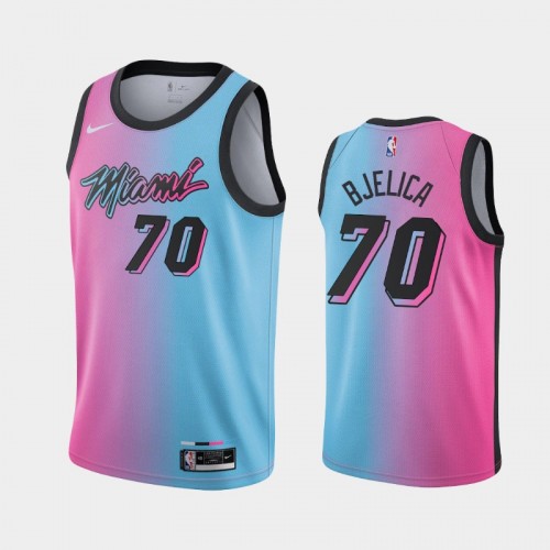 Men's Miami Heat Nemanja Bjelica #70 2021 City Pink Blue Jersey
