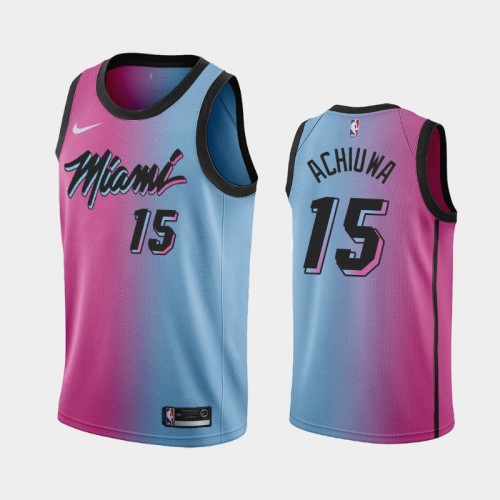 Men's Miami Heat Precious Achiuwa #15 City 2020 NBA Draft First Round Pick Pink Blue Jersey