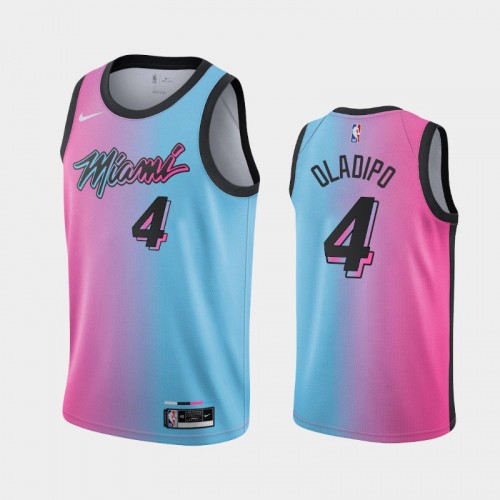 Men's Miami Heat Victor Oladipo #4 2021 City Pink Blue Jersey