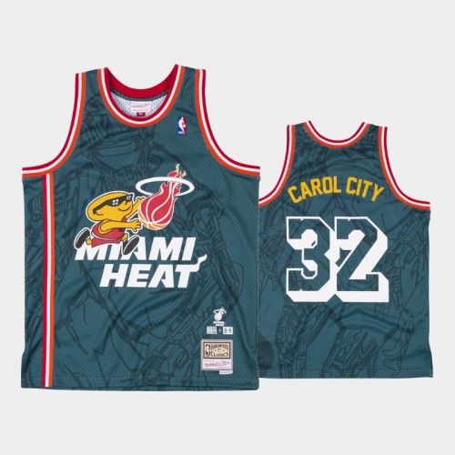 Men's Miami Heat #32 Denzel Curry Green NBA Remix Jersey - Carol City