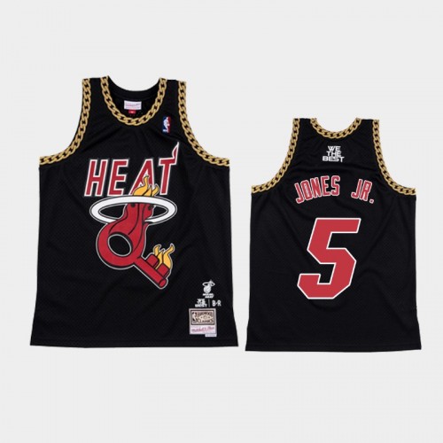 Men's Miami Heat #5 Derrick Jones Jr. Black NBA Remix Jersey - DJ Khaled