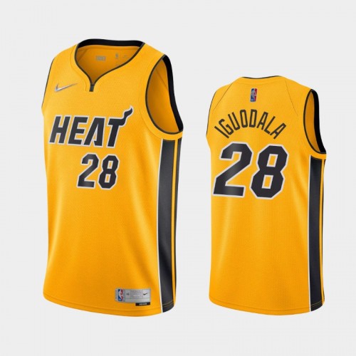 Men's Miami Heat #28 Andre Iguodala 2021 Earned Yellow Jersey