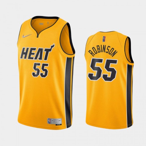 Men's Miami Heat #55 Duncan Robinson 2021 Earned Yellow Jersey