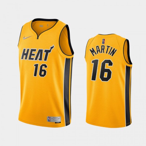 Miami Heat Caleb Martin Men #16 Earned Edition Gold Jersey