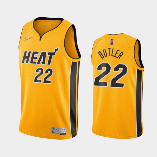 Men's Miami Heat #22 Jimmy Butler 2021 Earned Yellow Jersey