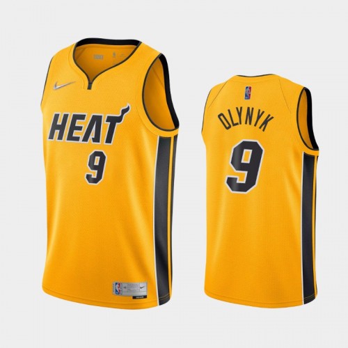 Men's Miami Heat #9 Kelly Olynyk 2021 Earned Yellow Jersey