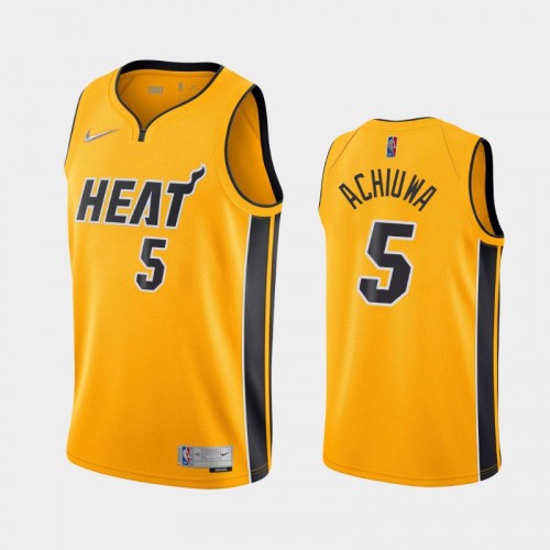 Men's Miami Heat #5 Precious Achiuwa 2021 Earned Yellow Jersey