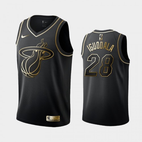 Men's Miami Heat #28 Andre Iguodala Black Golden Edition Jersey