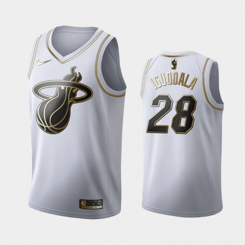 Men's Miami Heat #28 Andre Iguodala White Golden Edition Jersey