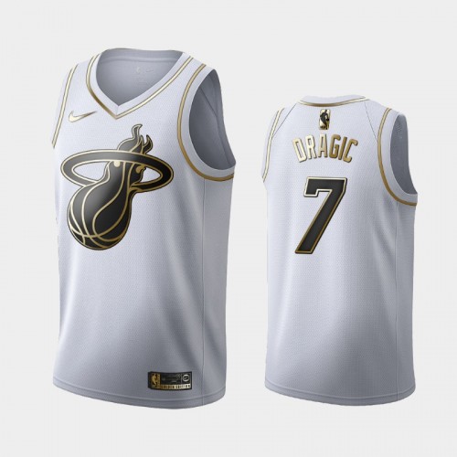 Men's Miami Heat #7 Goran Dragic White Golden Edition Jersey