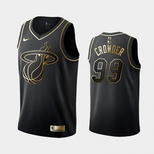 Men's Miami Heat #99 Jae Crowder Black Golden Edition Jersey
