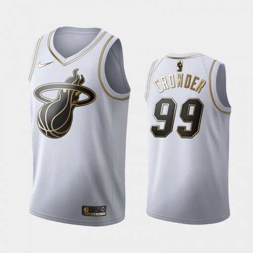 Men's Miami Heat #99 Jae Crowder White Golden Edition Jersey