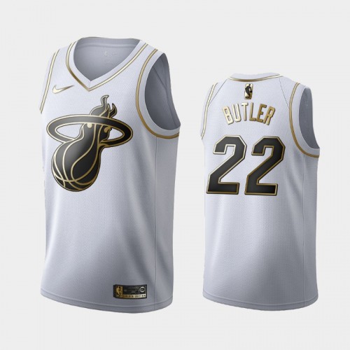 Men's Miami Heat #22 Jimmy Butler White Golden Edition Jersey