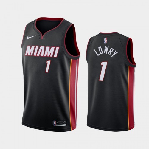 Miami Heat Kyle Lowry Men #1 Icon Edition 2021 Trade Black Jersey