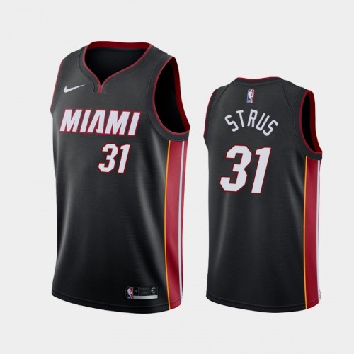 Men Miami Heat #31 Max Strus 2020-21 Icon 2020 Trade Black Jersey