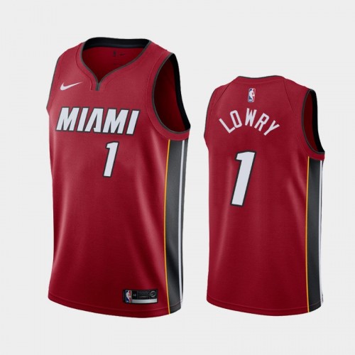 Miami Heat Kyle Lowry Men #1 Statement Edition 2021 Trade Red Jersey