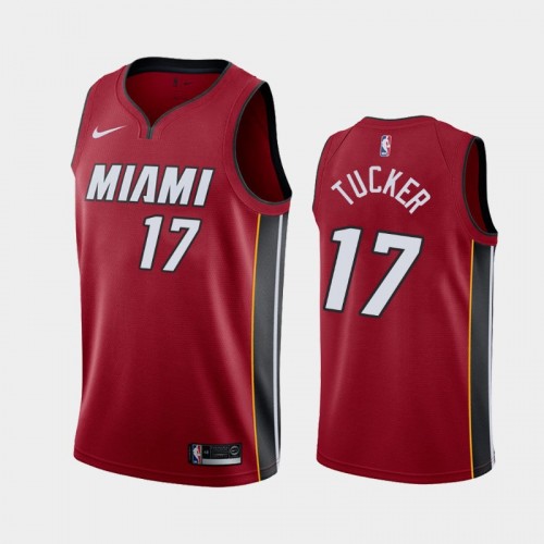 Miami Heat P.J. Tucker Men #17 Statement Edition 2021 Trade Red Jersey