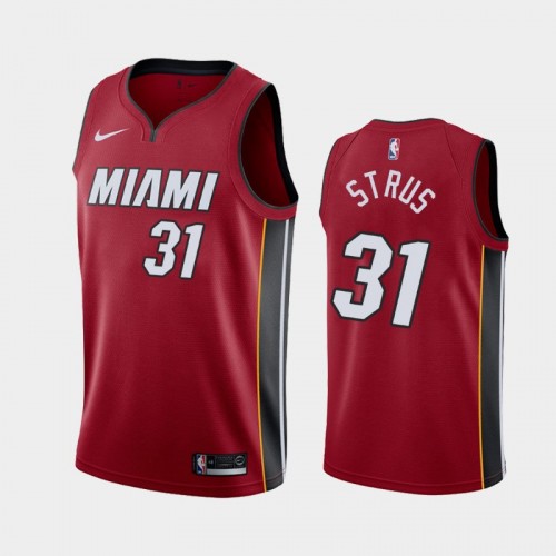 Men Miami Heat #31 Max Strus 2020-21 Statement 2020 Trade Red Jersey